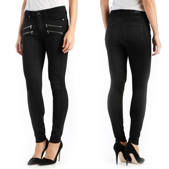NEW PAIGE Denim Transcend Edgemont Ultra Skinny Jeans Black Shadow - Picture 2 of 5